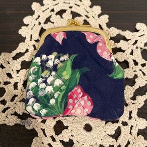 Vera Bradley small floral purse, vintage gold clasp detail